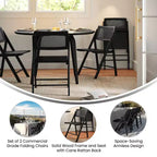 Flash Furniture Galene Set of 2 Cane Rattan Folding Chairs with Solid Wood Frame and Seat and Ventilated Back, Perfect for Events or Additional Seating
