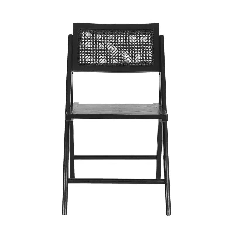Flash Furniture Galene Set of 2 Cane Rattan Folding Chairs with Solid Wood Frame and Seat and Ventilated Back, Perfect for Events or Additional Seating