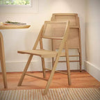 Flash Furniture Galene Set of 2 Cane Rattan Folding Chairs with Solid Wood Frame and Seat and Ventilated Back, Perfect for Events or Additional Seating