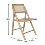 Flash Furniture Galene Set of 2 Cane Rattan Folding Chairs with Solid Wood Frame and Seat and Ventilated Back, Perfect for Events or Additional Seating