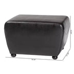 Full Leather Ottoman with Rounded Sides - Baxton Studio