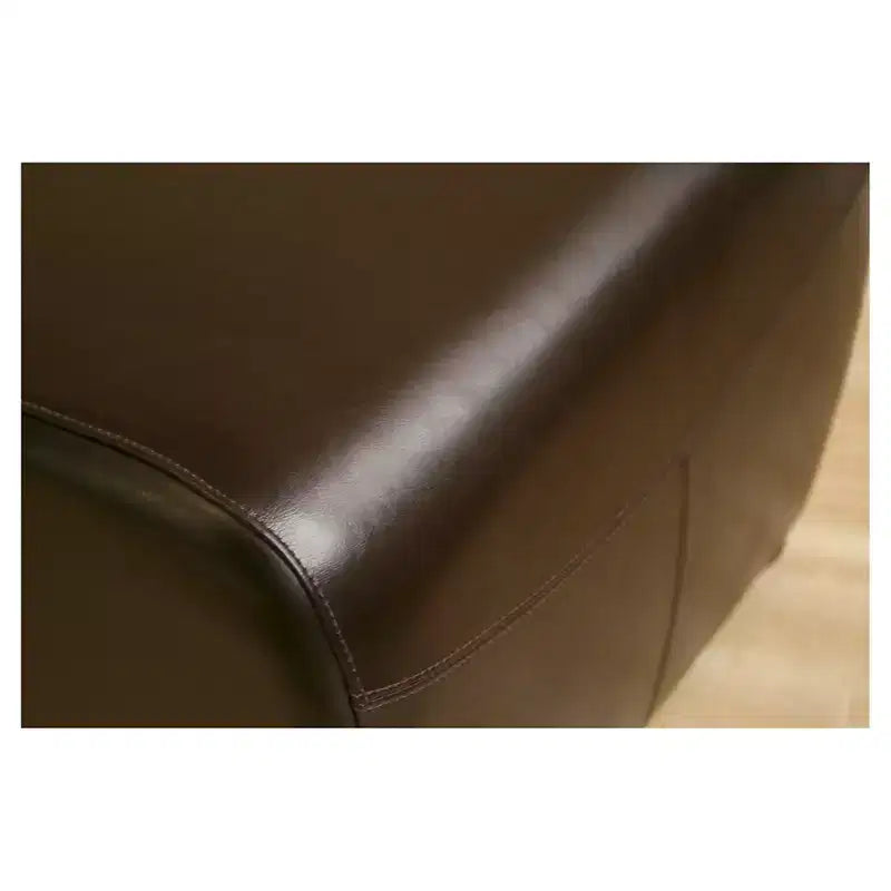Full Leather Ottoman with Rounded Sides - Baxton Studio