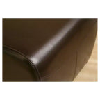 Full Leather Ottoman with Rounded Sides - Baxton Studio
