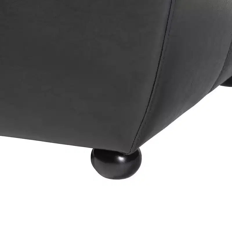 Full Leather Ottoman with Rounded Sides - Baxton Studio