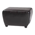 Full Leather Ottoman with Rounded Sides - Baxton Studio