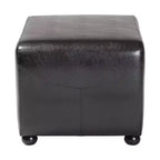 Full Leather Ottoman with Rounded Sides - Baxton Studio