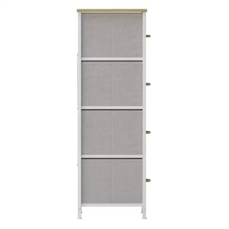 Emma and Oliver 4 Drawer Storage Dresser with Cast Iron Frame, Wood Top and Easy Pull Fabric Drawers with Wooden Handles