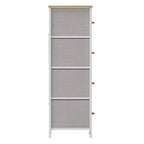 Emma and Oliver 4 Drawer Storage Dresser with Cast Iron Frame, Wood Top and Easy Pull Fabric Drawers with Wooden Handles