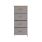 Emma and Oliver 4 Drawer Storage Dresser with Cast Iron Frame, Wood Top and Easy Pull Fabric Drawers with Wooden Handles