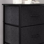 Emma and Oliver 4 Drawer Storage Dresser with Cast Iron Frame, Wood Top and Easy Pull Fabric Drawers with Wooden Handles