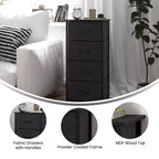 Emma and Oliver 4 Drawer Storage Dresser with Cast Iron Frame, Wood Top and Easy Pull Fabric Drawers with Wooden Handles
