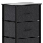 Emma and Oliver 4 Drawer Storage Dresser with Cast Iron Frame, Wood Top and Easy Pull Fabric Drawers with Wooden Handles