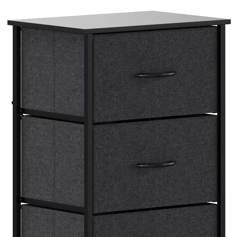 Emma and Oliver 4 Drawer Storage Dresser with Cast Iron Frame, Wood Top and Easy Pull Fabric Drawers with Wooden Handles