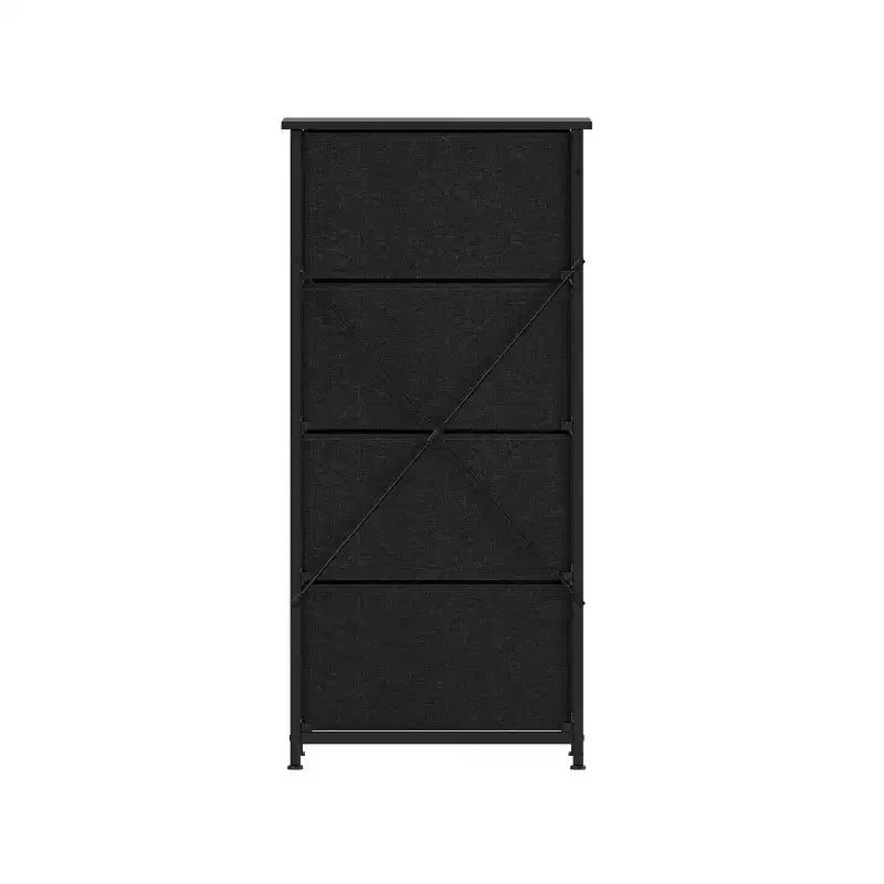 Emma and Oliver 4 Drawer Storage Dresser with Cast Iron Frame, Wood Top and Easy Pull Fabric Drawers with Wooden Handles