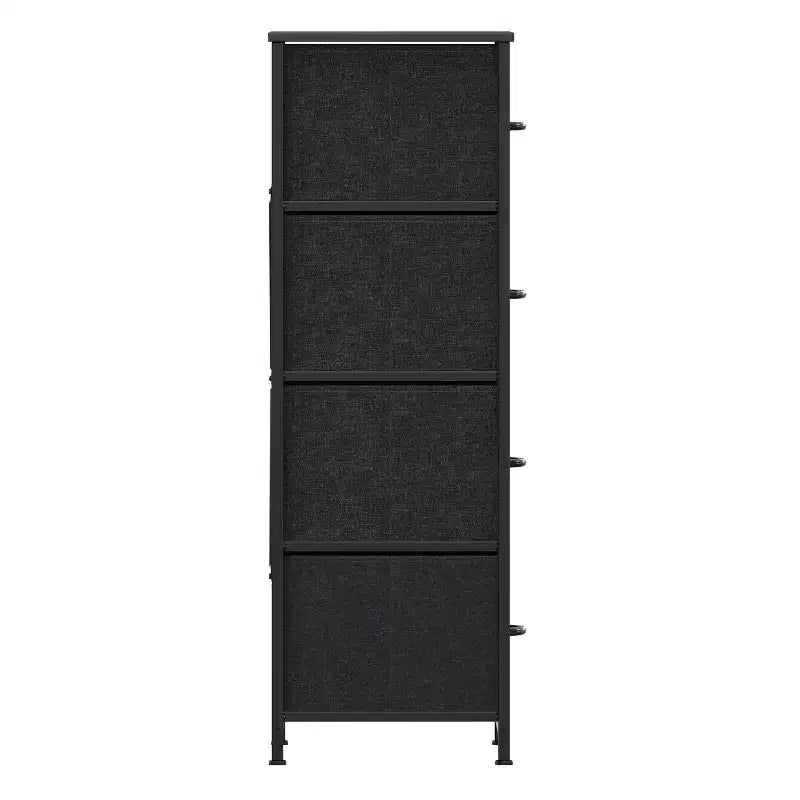 Emma and Oliver 4 Drawer Storage Dresser with Cast Iron Frame, Wood Top and Easy Pull Fabric Drawers with Wooden Handles