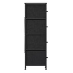 Emma and Oliver 4 Drawer Storage Dresser with Cast Iron Frame, Wood Top and Easy Pull Fabric Drawers with Wooden Handles