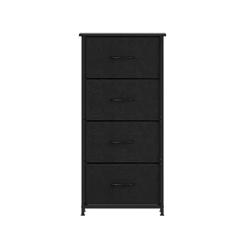 Emma and Oliver 4 Drawer Storage Dresser with Cast Iron Frame, Wood Top and Easy Pull Fabric Drawers with Wooden Handles