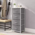 Emma and Oliver 4 Drawer Storage Dresser with Cast Iron Frame, Wood Top and Easy Pull Fabric Drawers with Wooden Handles