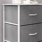 Emma and Oliver 4 Drawer Storage Dresser with Cast Iron Frame, Wood Top and Easy Pull Fabric Drawers with Wooden Handles