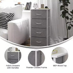 Emma and Oliver 4 Drawer Storage Dresser with Cast Iron Frame, Wood Top and Easy Pull Fabric Drawers with Wooden Handles