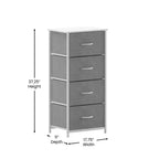 Emma and Oliver 4 Drawer Storage Dresser with Cast Iron Frame, Wood Top and Easy Pull Fabric Drawers with Wooden Handles