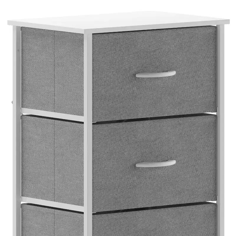 Emma and Oliver 4 Drawer Storage Dresser with Cast Iron Frame, Wood Top and Easy Pull Fabric Drawers with Wooden Handles