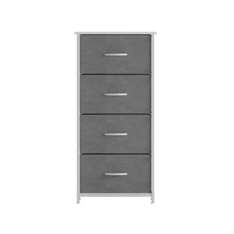 Emma and Oliver 4 Drawer Storage Dresser with Cast Iron Frame, Wood Top and Easy Pull Fabric Drawers with Wooden Handles