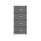 Emma and Oliver 4 Drawer Storage Dresser with Cast Iron Frame, Wood Top and Easy Pull Fabric Drawers with Wooden Handles