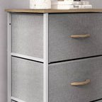 Emma and Oliver 4 Drawer Storage Dresser with Cast Iron Frame, Wood Top and Easy Pull Fabric Drawers with Wooden Handles