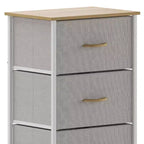 Emma and Oliver 4 Drawer Storage Dresser with Cast Iron Frame, Wood Top and Easy Pull Fabric Drawers with Wooden Handles