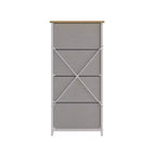 Emma and Oliver 4 Drawer Storage Dresser with Cast Iron Frame, Wood Top and Easy Pull Fabric Drawers with Wooden Handles