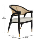 Emma and Oliver Cane Rattan Dining or Accent Chair with Solid Wood Frame, Woven Backrest and Cushioned Seat