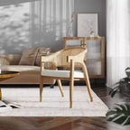 Emma and Oliver Cane Rattan Dining or Accent Chair with Solid Wood Frame, Woven Backrest and Cushioned Seat