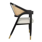 Emma and Oliver Cane Rattan Dining or Accent Chair with Solid Wood Frame, Woven Backrest and Cushioned Seat