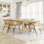 Emma and Oliver Cane Rattan Dining or Accent Chair with Solid Wood Frame, Woven Backrest and Cushioned Seat