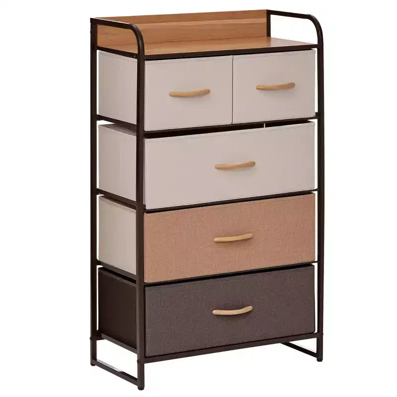 HOMCOM 5-Drawer Fabric Dresser Tower, 4-Tier Storage Organizer with Steel Frame for Hallway, Bedroom and Closet