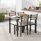 Set Tavolo da Cucina da Pranzo Moderno 5 Pezzi HOMCOM, 1 Tavolo 4 Sedie con Gambe in Metallo, Adatto per Esterni