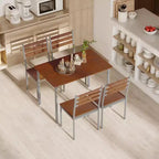 Set Tavolo da Cucina da Pranzo Moderno 5 Pezzi HOMCOM, 1 Tavolo 4 Sedie con Gambe in Metallo, Adatto per Esterni