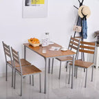 Set Tavolo da Cucina da Pranzo Moderno 5 Pezzi HOMCOM, 1 Tavolo 4 Sedie con Gambe in Metallo, Adatto per Esterni