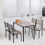 Set Tavolo da Cucina da Pranzo Moderno 5 Pezzi HOMCOM, 1 Tavolo 4 Sedie con Gambe in Metallo, Adatto per Esterni