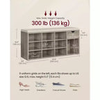 Storage Bench with Cushion, Drawer, and Open Compartments Organize Shoes and Essentials with Ease