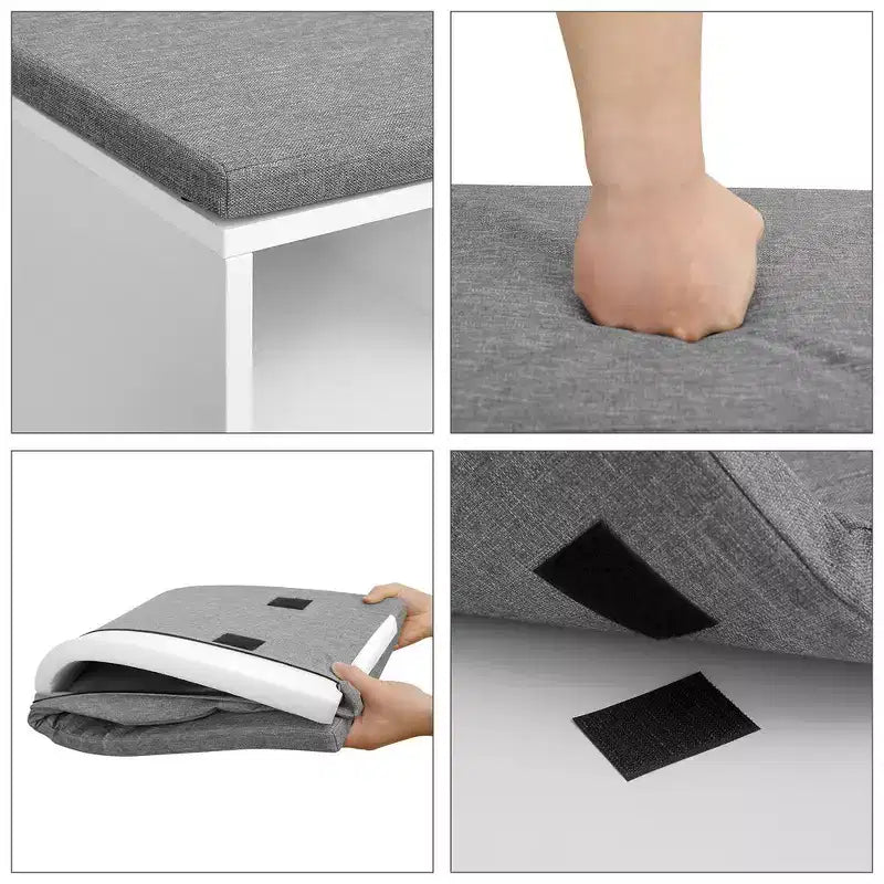 Storage Bench with Cushion, Drawer, and Open Compartments Organize Shoes and Essentials with Ease