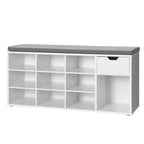 Storage Bench with Cushion, Drawer, and Open Compartments Organize Shoes and Essentials with Ease