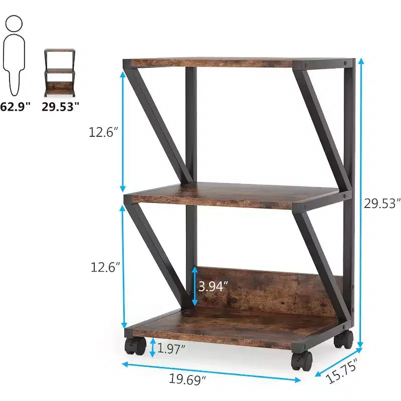 Carrello a 3 ripiani Lantine con ruote