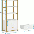 Libreria a 4 ripiani Lantine con 2 cassetti