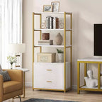 Libreria a 4 ripiani Lantine con 2 cassetti