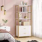 Libreria a 4 ripiani Lantine con 2 cassetti