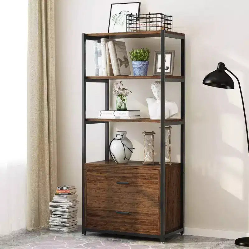 Libreria a 4 ripiani Lantine con 2 cassetti