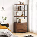 Libreria a 4 ripiani Lantine con 2 cassetti