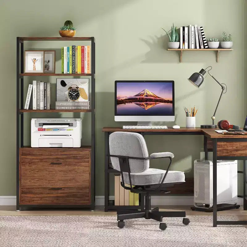 Libreria a 4 ripiani Lantine con 2 cassetti